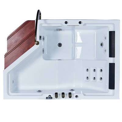 Two Person Jacuzzi Whirlpool Freestanding Bathtub With Jets Step Adult