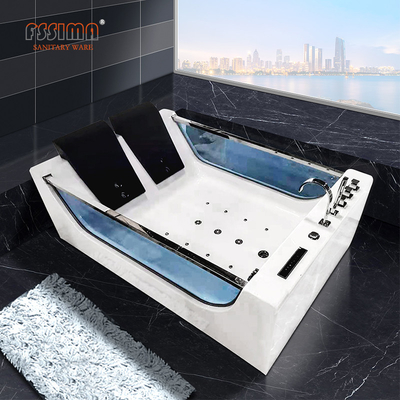 1800mm 2 Person Corner Bathtub With Jets 2 Seat Hydromassage Acrylic