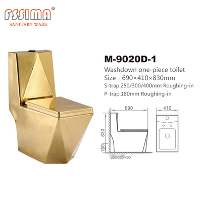 Luxury Vintage Ceramic Conjoined Toilet Two Piece Golden Bowl Color Bathroom Sink Seat